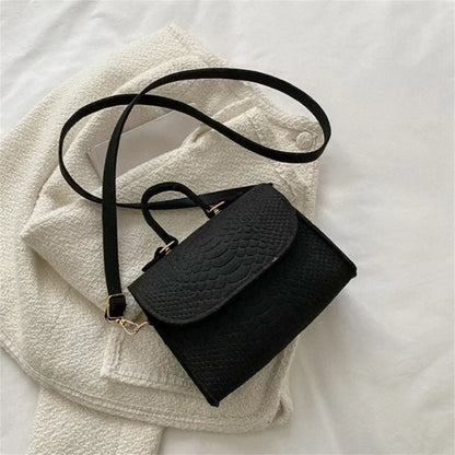 Fashion Felt Crocodile Embossed Crossbody Handbag
