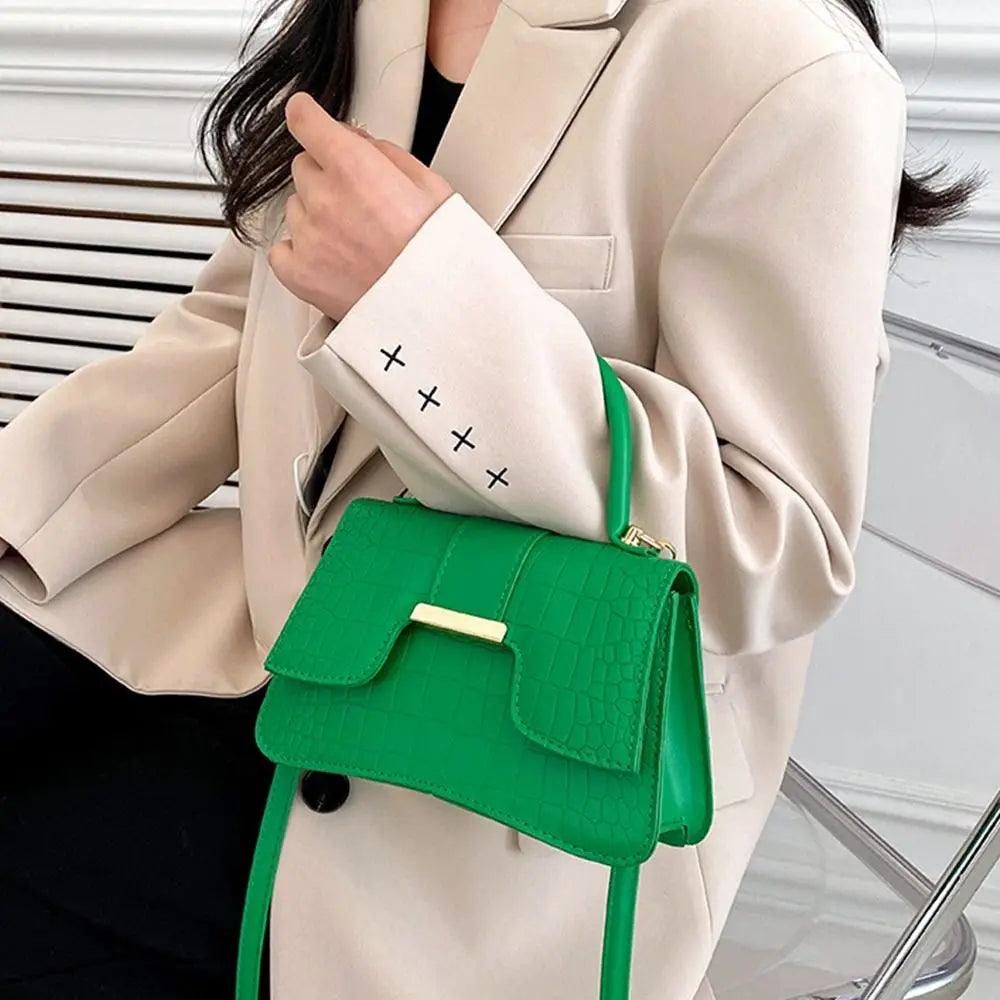 Alligator Pattern Small Square Vintage PU Leather Crossbody Handbag