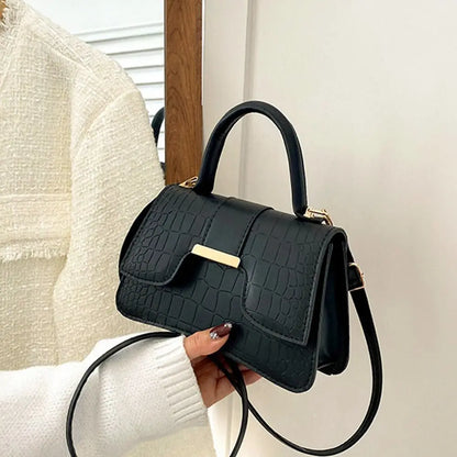 Alligator Pattern Small Square Vintage PU Leather Crossbody Handbag