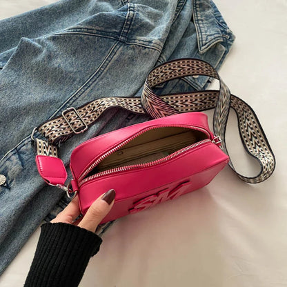 Fashion Leopard Print Letters Crossbody Bag