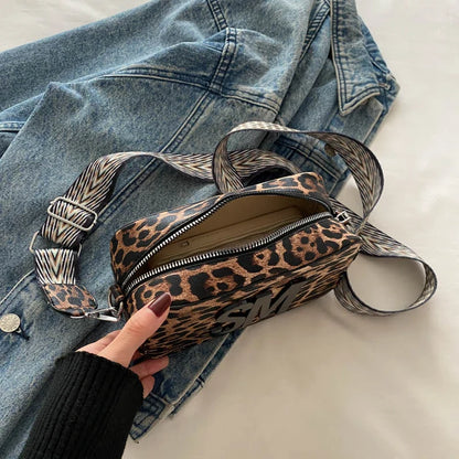 Fashion Leopard Print Letters Crossbody Bag