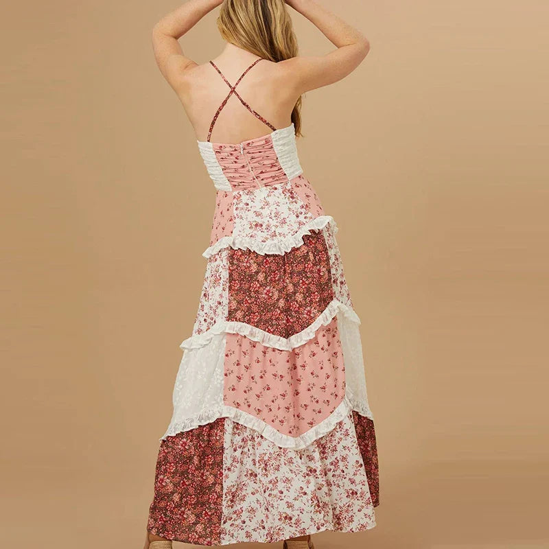 Off-Shoulder Pleated Floral Dress