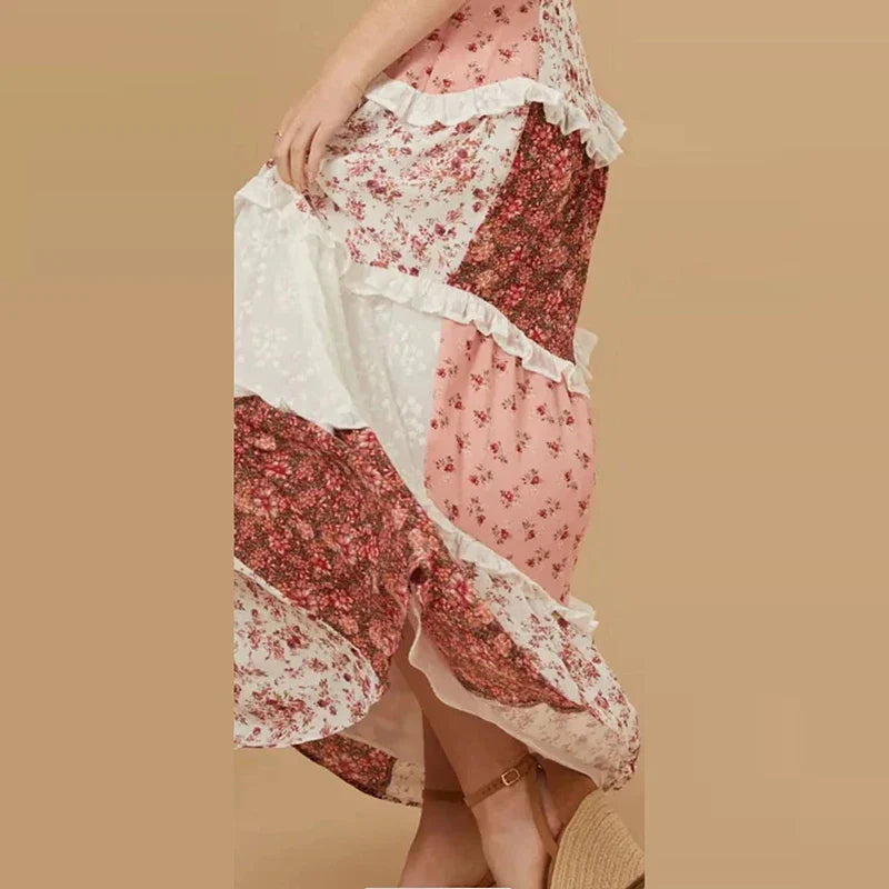 Off-Shoulder Pleated Floral Dress