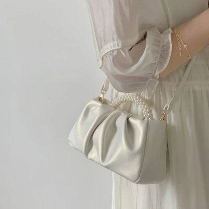 Pearl Handle Dinner Clutch Handbag