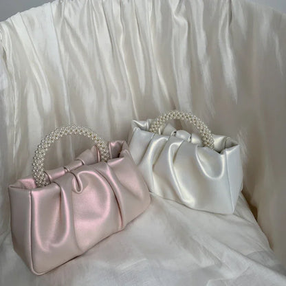 Pearl Handle Dinner Clutch Handbag