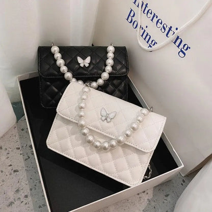 Pearl Shoulder Handbag PU Leather All-Match Tote