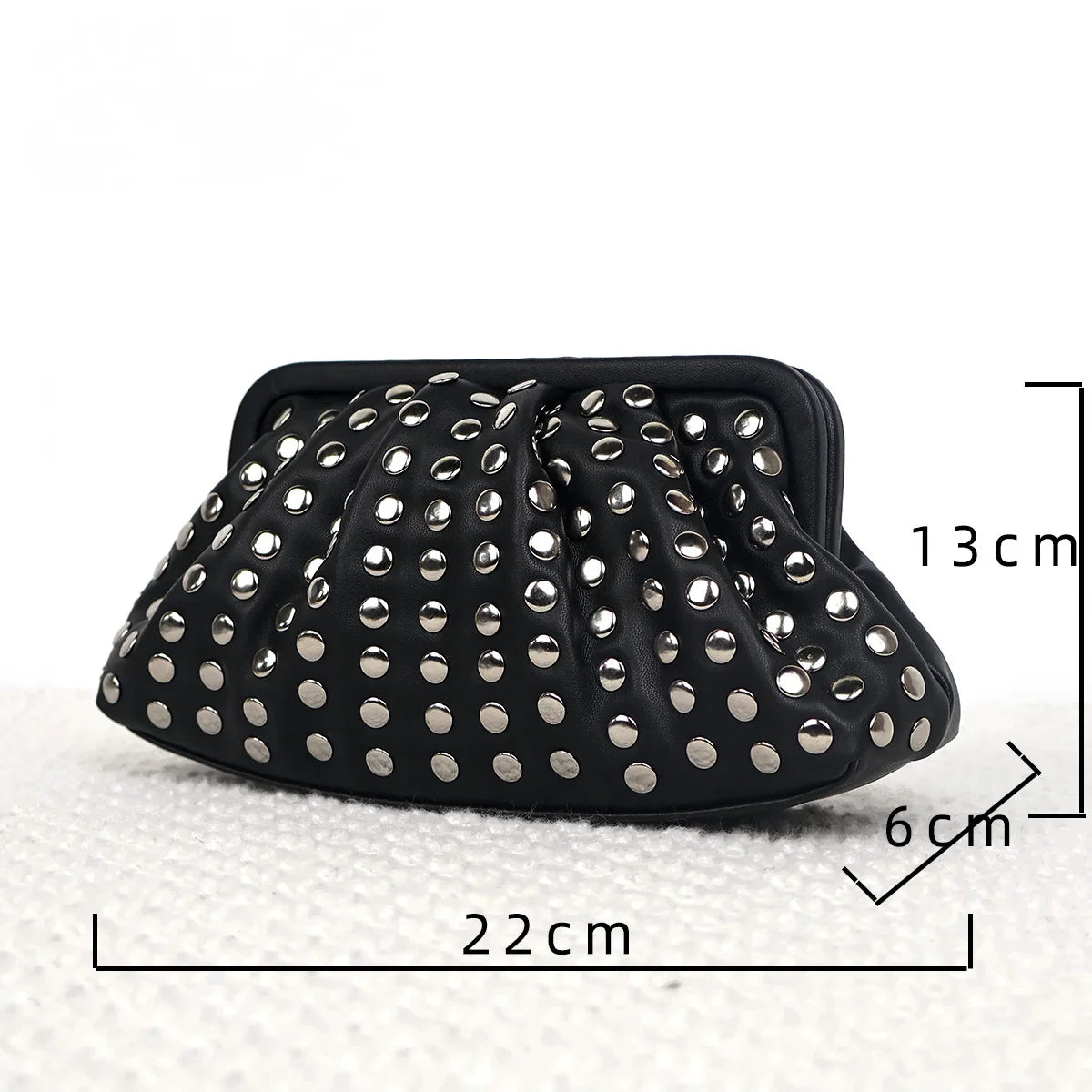 Rivet Ruched Hobo Evening Wristlet