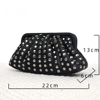 Rivet Ruched Hobo Evening Wristlet