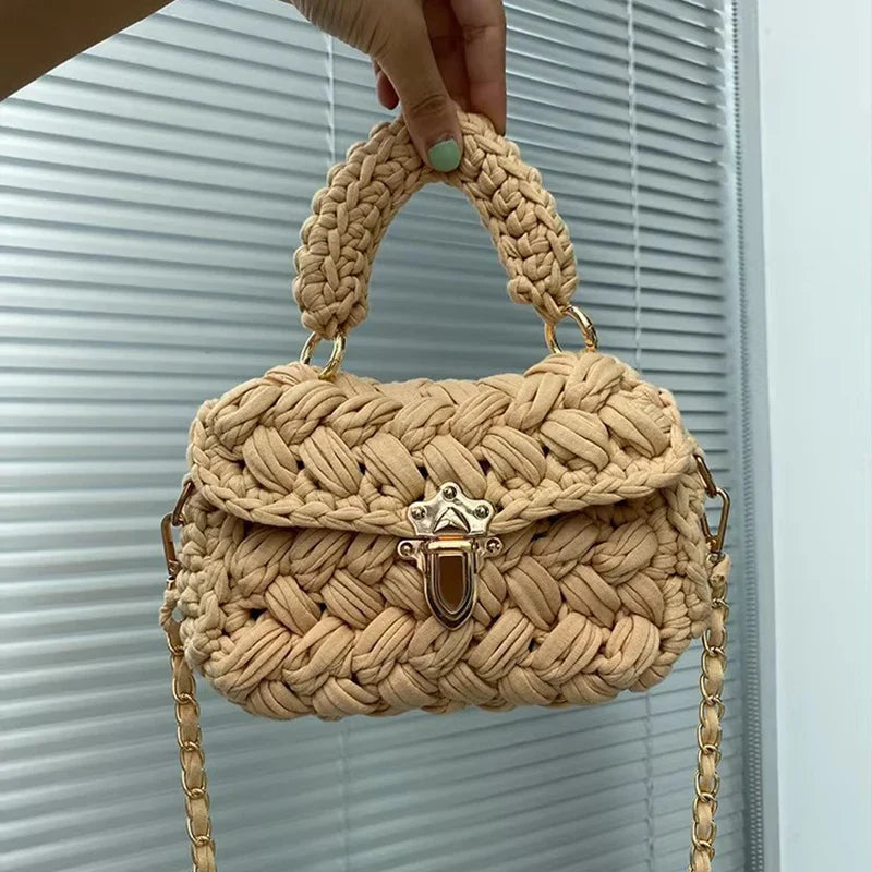 Rope Knitting Designer Chains Crossbody Handbag