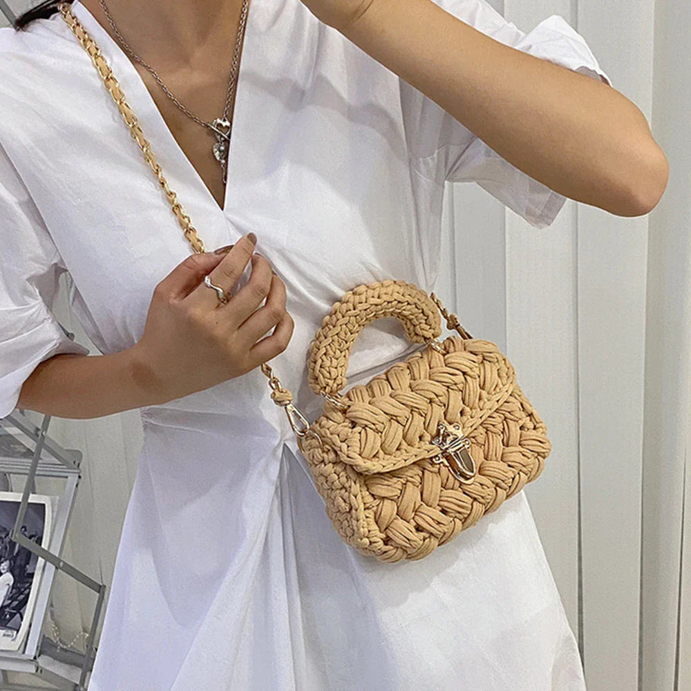 Rope Knitting Designer Chains Crossbody Handbag