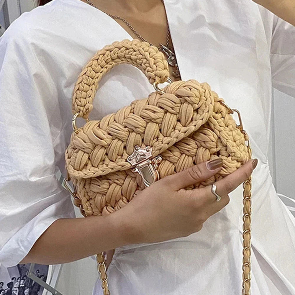 Rope Knitting Designer Chains Crossbody Handbag