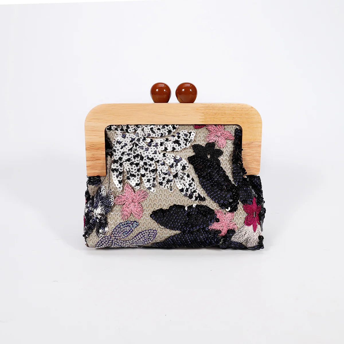 Fashion Sequins Flower Clutch Bag Wristlet
