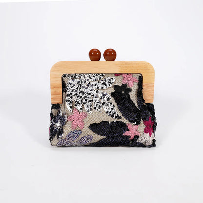 Fashion Sequins Flower Clutch Bag Wristlet