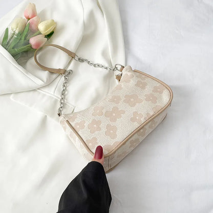 Flower Pattern Handle Underarm Shoulder Bag