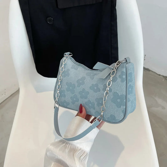 Flower Pattern Handle Underarm Shoulder Bag