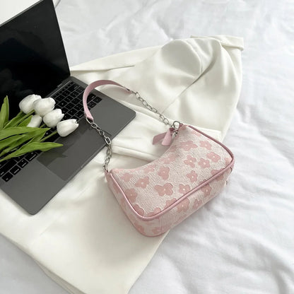 Flower Pattern Handle Underarm Shoulder Bag