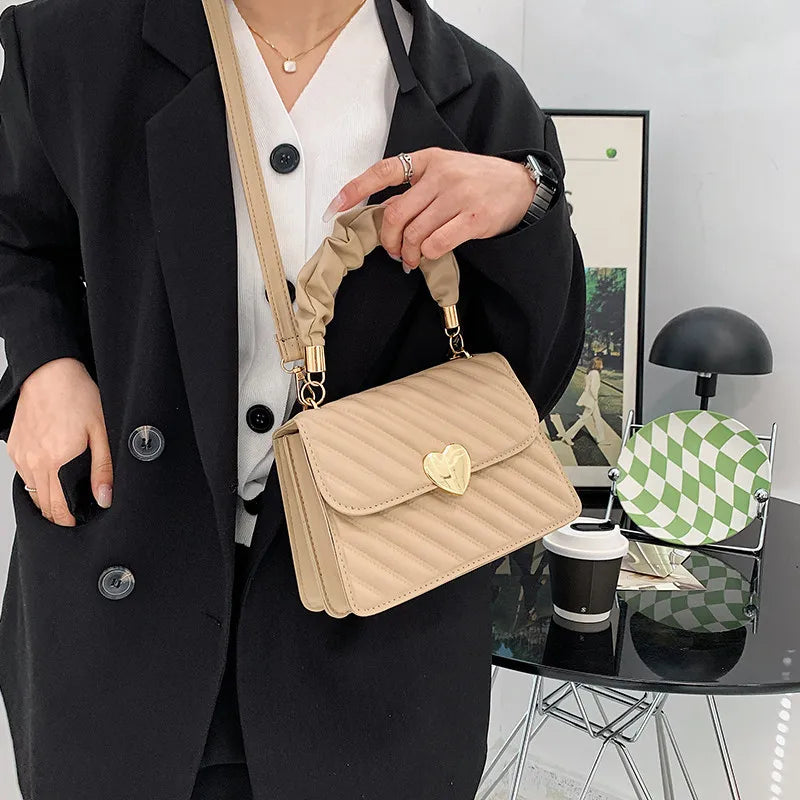 Pleated Fashion Texture Small Square Messenger Handbag