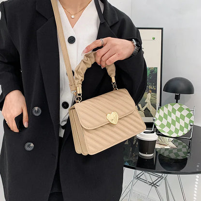Pleated Fashion Texture Small Square Messenger Handbag