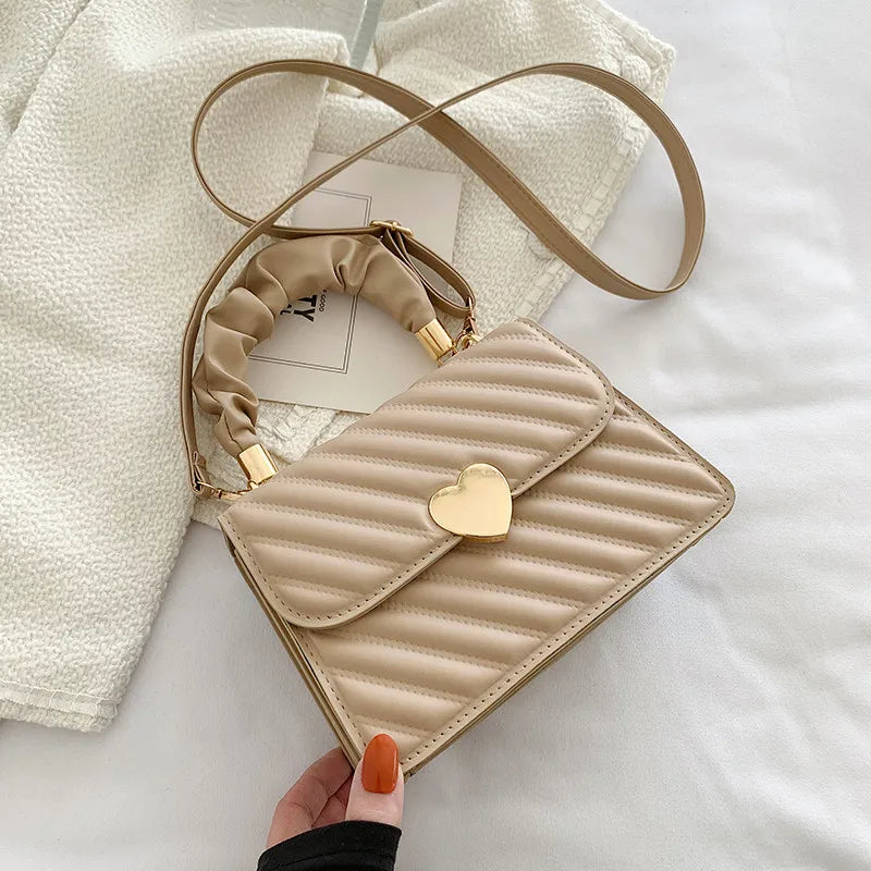 Pleated Fashion Texture Small Square Messenger Handbag