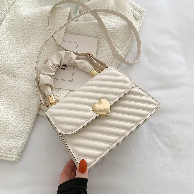 Pleated Fashion Texture Small Square Messenger Handbag