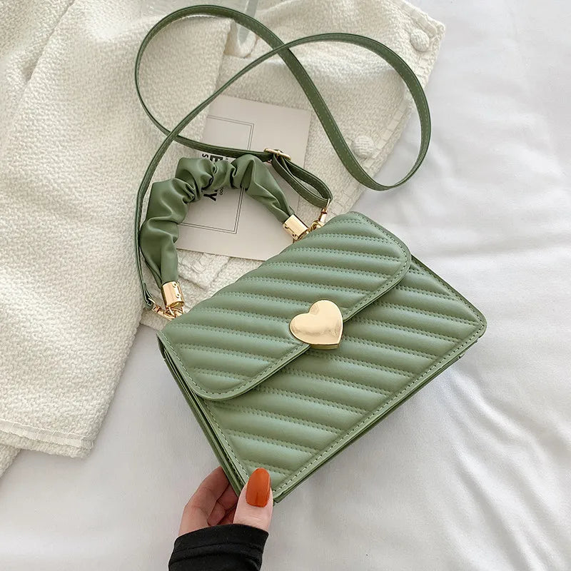 Pleated Fashion Texture Small Square Messenger Handbag