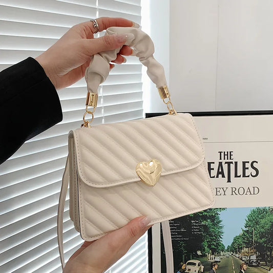 Pleated Fashion Texture Small Square Messenger Handbag