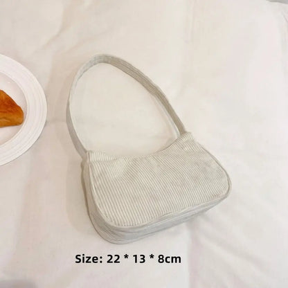 Corduroy Zipper Underarm Shoulder Handbag
