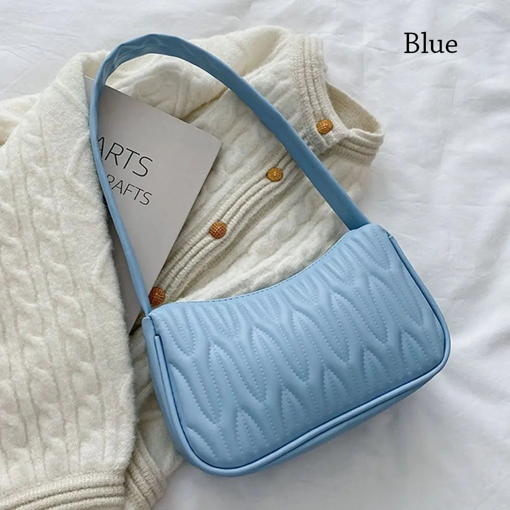 Solid Color PU Leather Women Shoulder Bag