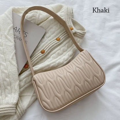 Solid Color PU Leather Women Shoulder Bag