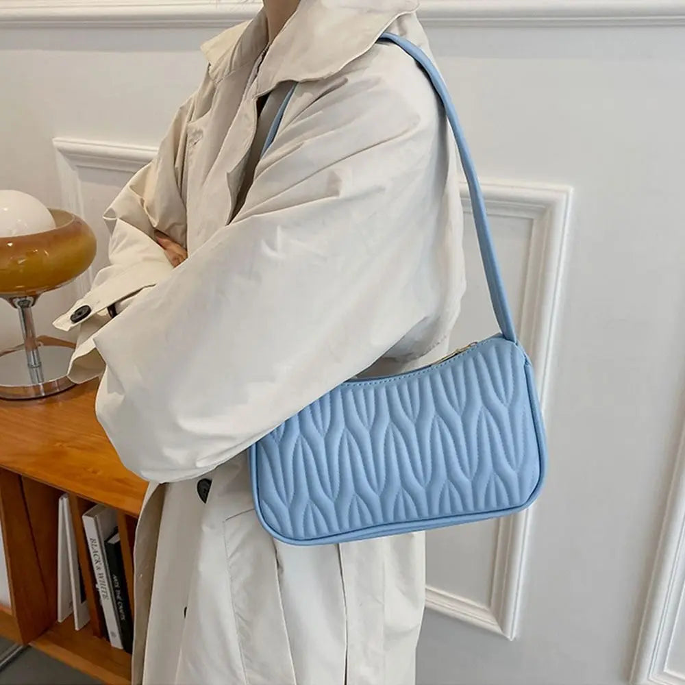Solid Color PU Leather Women Shoulder Bag