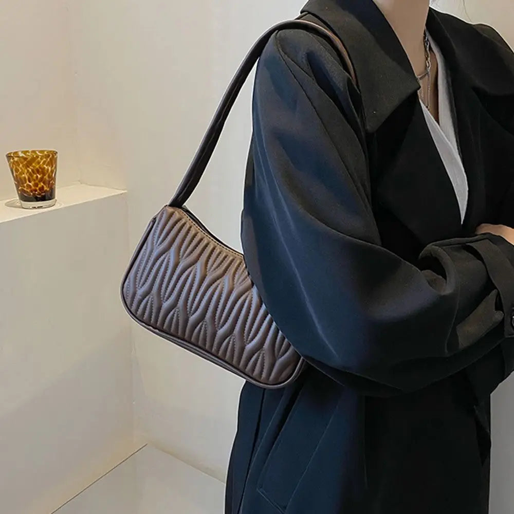 Solid Color PU Leather Women Shoulder Bag