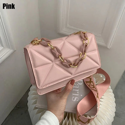 PU Leather Metal Chain Crossbody Bag