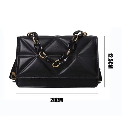 PU Leather Metal Chain Crossbody Bag