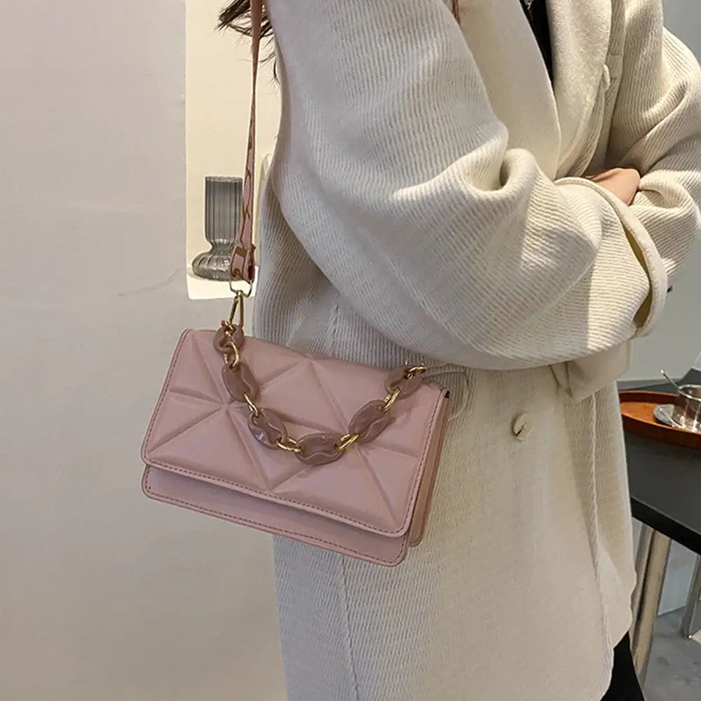 PU Leather Metal Chain Crossbody Bag