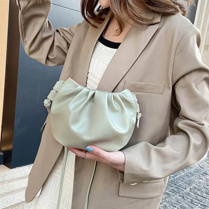 Pleated Mini Zipper Cloud Crossbody Bag