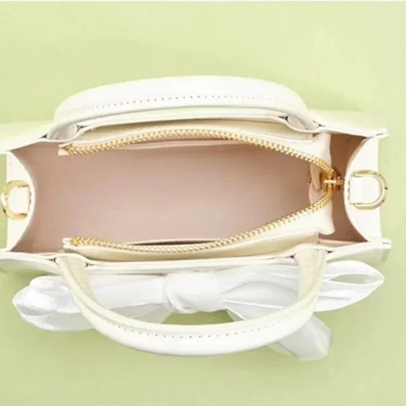 Pink Bowknot Small Square Crossbody Handbag