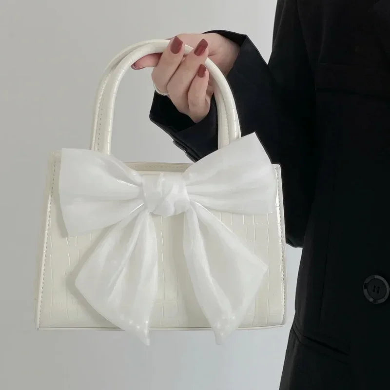 Pink Bowknot Small Square Crossbody Handbag