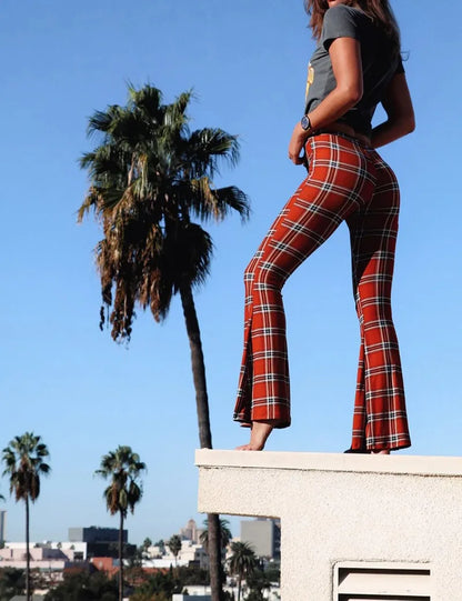 Plaid Flare Fashion Pants