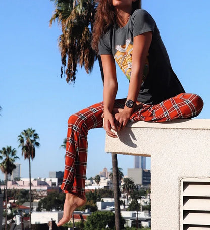 Plaid Flare Fashion Pants