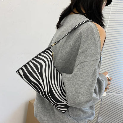 Zebra Print PU Leather Underarm Shoulder Bag
