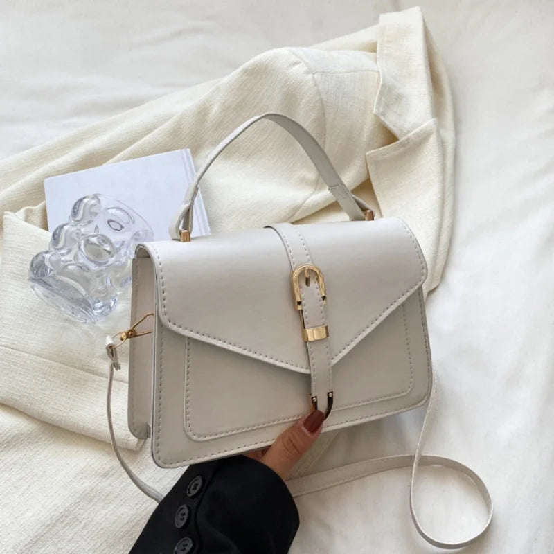 Minimalist Solid Color Square Flap Crossbody