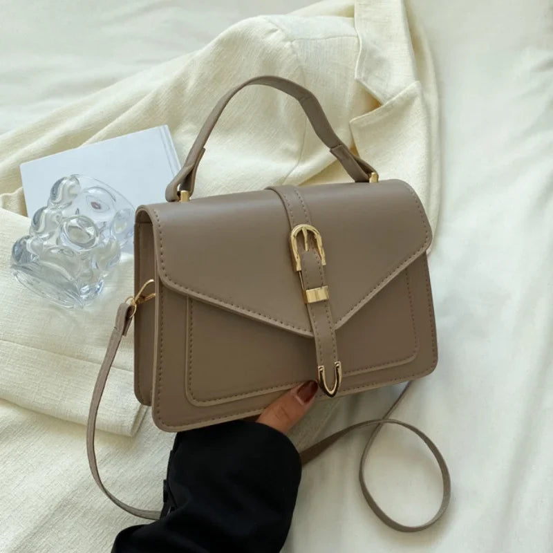 Minimalist Solid Color Square Flap Crossbody