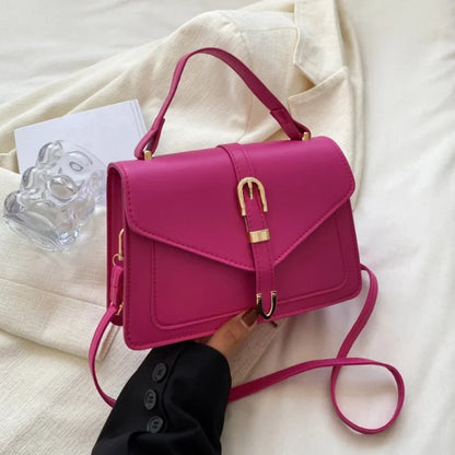 Minimalist Solid Color Square Flap Crossbody