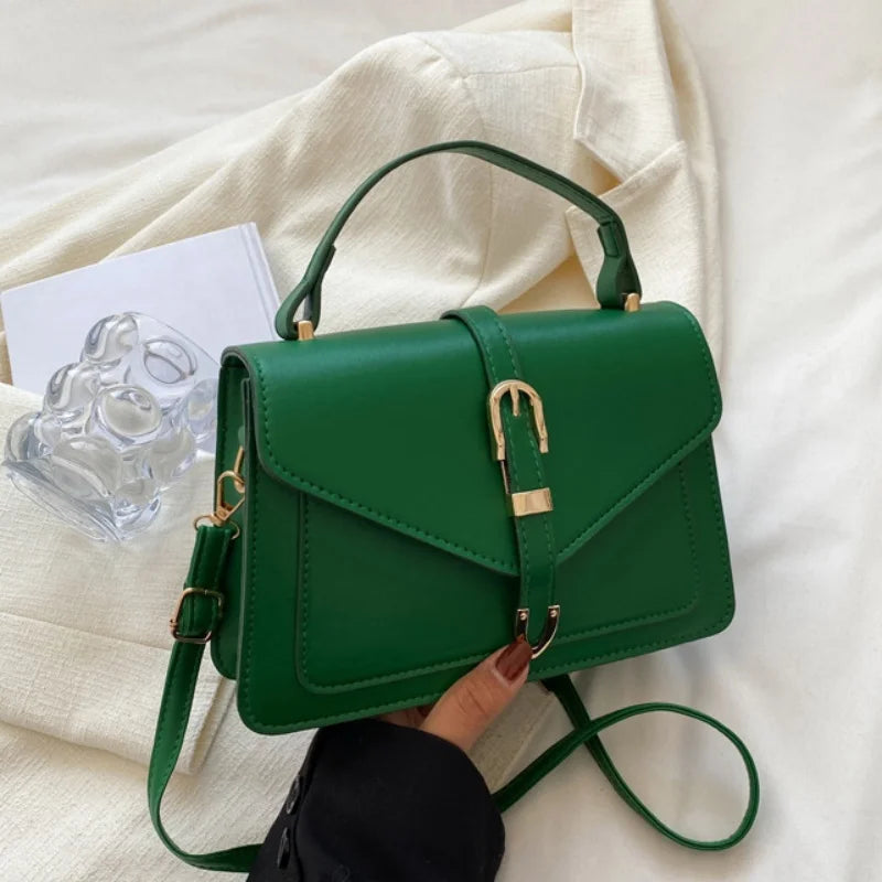 Minimalist Solid Color Square Flap Crossbody