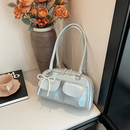 Black PU Leather Casual Shoulder Bag
