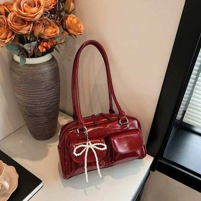 Black PU Leather Casual Shoulder Bag