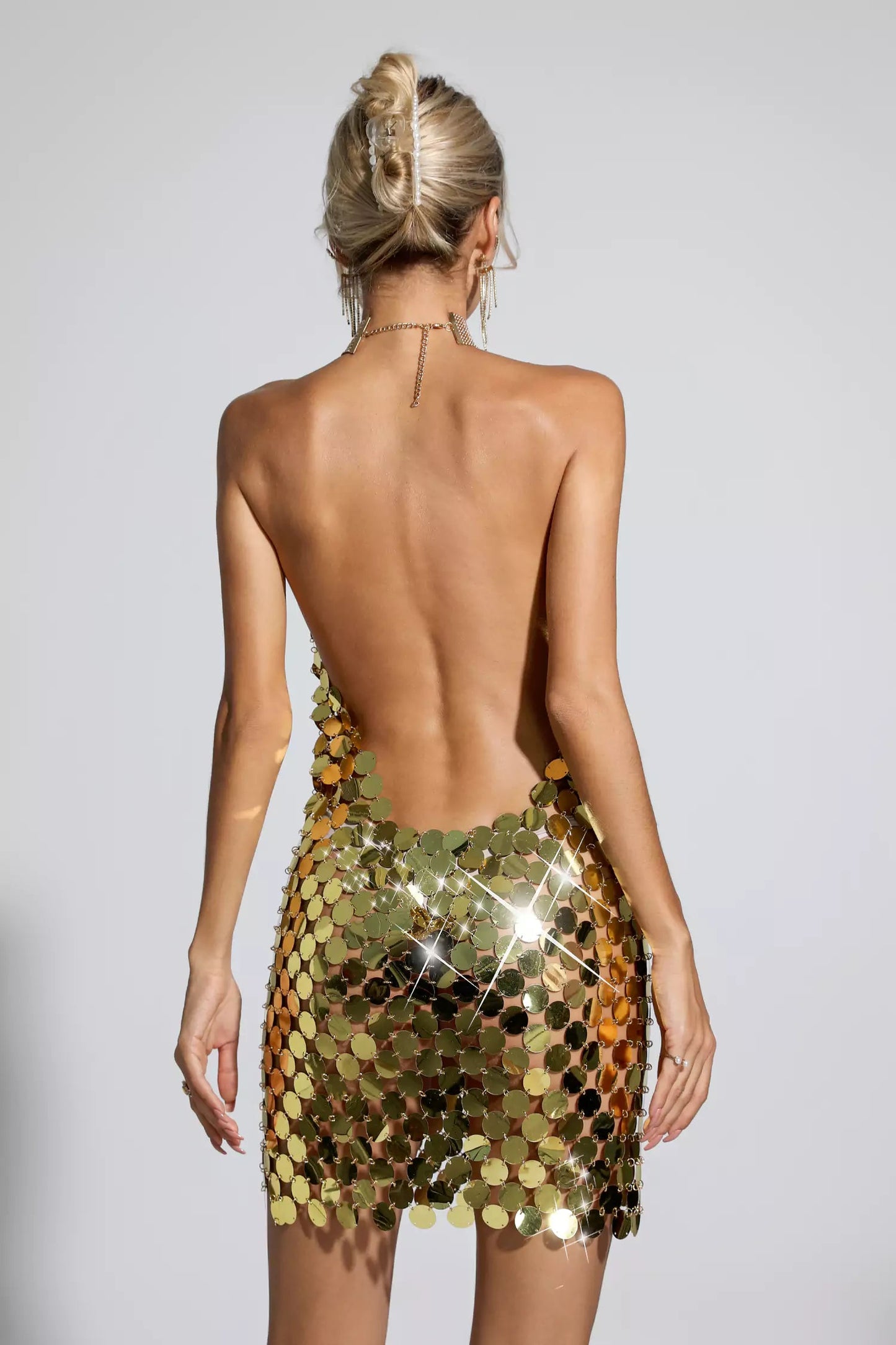 Fatima Gold Sequin Mini Dress