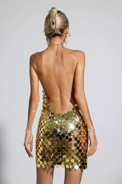 Fatima Gold Sequin Mini Dress