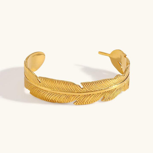 Feathered Gold Cuff Bracelet