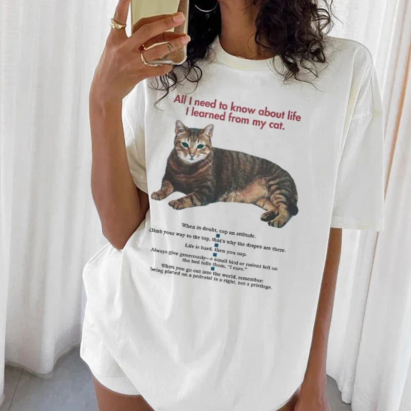 Funny Cat Mom Short Sleeve T-shirt